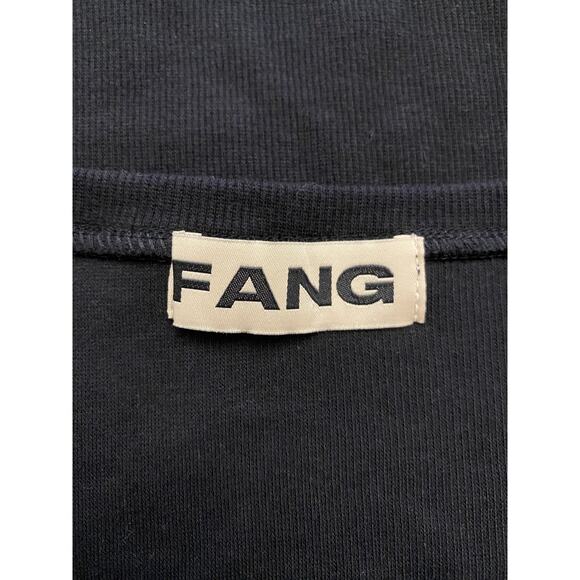 Fang Essential Square Neck Ribbed Tee Mens Size Small Black Basic - Picture 2 of 8